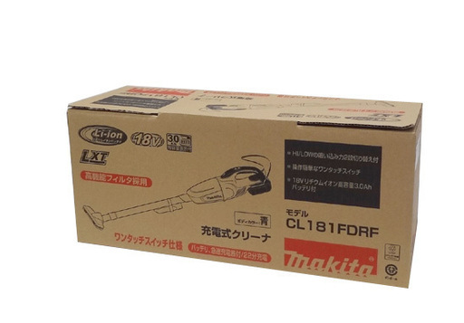 未使用品★マキタ 充電式クリーナ CL181FDRF 青　充電器・リチウムイオンバッテリ付　カプセル式ゴミ捨て makita ☆ PayPay(ペイペイ)決済可能 ☆ 札幌市 豊平区 平岸 アウトレットモノハウス