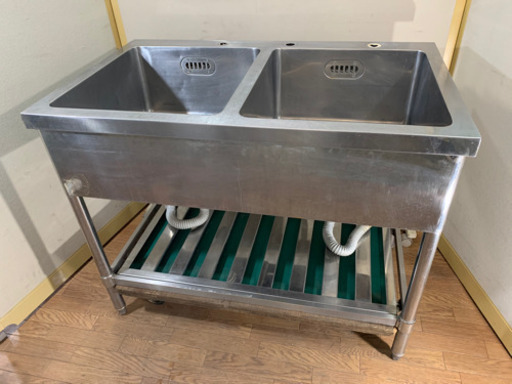 業務用　ステンレス製　2層シンク流し台　店舗　飲食店　W1000xD600xH800mm