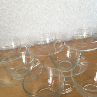 耐熱ガラス  ティーカップ&ソーサ&ガラス小皿