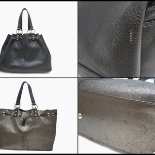 イヴ サンローラン レザー リバーシブル トートバッグ 168483 黒