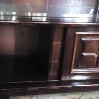 超レア！希少 収納たっぷり お屋敷から出たお品 アンティーク サイドボード 最高級木目 テレビ台 美細彫刻 飾り棚 食器棚 秘密の隠し扉付