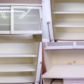 配達込み　１２　パモウナ　Pamouna　レンジボード　ホワイト　1200×500×2040　キッチン　ソフトクローズ　住まい