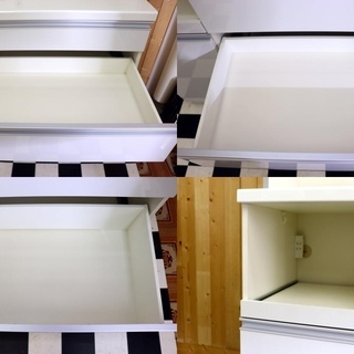 配達込み　１２　パモウナ　Pamouna　レンジボード　ホワイト　1200×500×2040　キッチン　ソフトクローズ　住まい