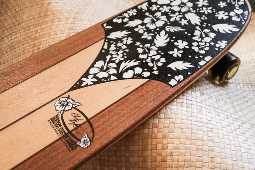 ロングスケートボード ハイビスカス柄 BARFOOT CUSTUM トップ BOARDS  
