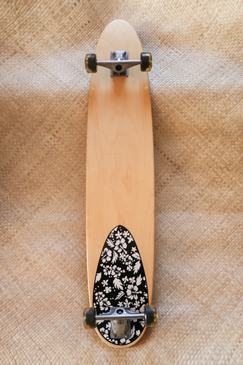 ロングスケートボード ハイビスカス柄 BARFOOT CUSTUM トップ BOARDS  