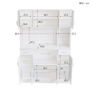 新品食器棚(完成品)ホワイト、鏡面仕上げ