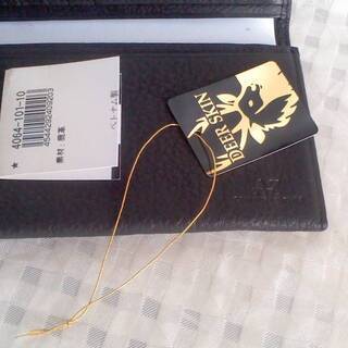 新品未使用　希少　鹿革 高級品 AZ　GENUINE LEATHER　ベトナム製 カードポケット7個 長財布 ブラック　DEER SKIN