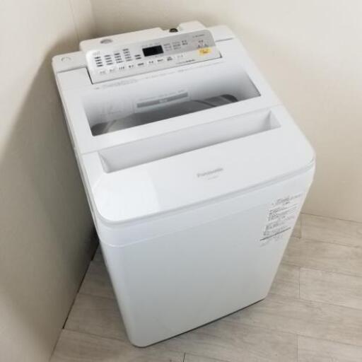 中古 高年式 8.0kg 送風乾燥機能付 全自動洗濯機 パナソニック エコナビ NA-FA80H5-W 2017年製造 ホワイト まとめ洗い 大きい 世帯向け 6ヶ月保証付き