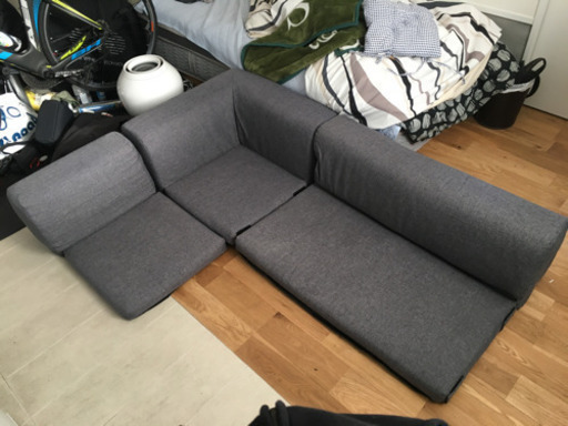 ニトリ ロータイプコーナーソファ3点セット 布 グレー ダイスケ 練馬のソファの中古あげます 譲ります ジモティーで不用品の処分