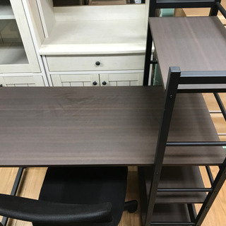 リサイクルサービス八光 田上店 配達・設置OK】ダークブラウン ラック付デスクセット - テーブル リサイクルサービス八光 田上店 配達・設置OK】ダークブラウン ラック付デスクセット - テーブル