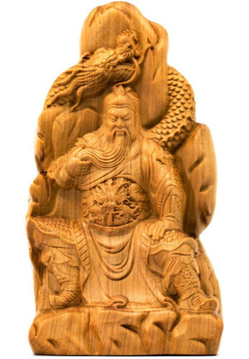 【送料無料 】高級品 関羽 関雲長 崖柏木 木製彫刻 武財神 青龍偃月刀 手作り 置物 仏壇仏像 いい匂いがする 健康 祈る 厄除け 開運 20CM
