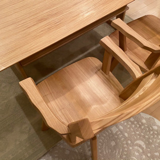 【ユートップ】回転式ダイニングチェア2脚セット　天然木タモ無垢材