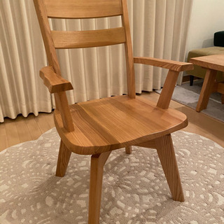 【ユートップ】回転式ダイニングチェア2脚セット　天然木タモ無垢材