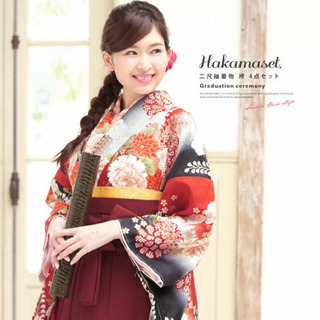 袴6点セット(着物・袴・下帯・襦袢・巾着・ブーツ)