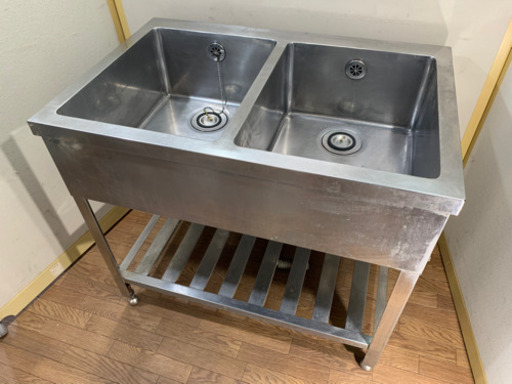 業務用　ステンレス　2層シンク流し台　W900xD600xH800mm