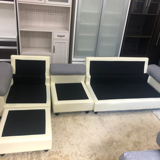 リサイクルサービス八光 田上店 配達・設置OK】オットマン付 ホワイト 