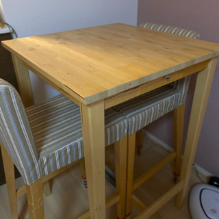 IKEA ハイテーブル +椅子2脚セット