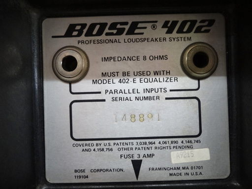 BOSE 402 スピーカー 2個セット 8Ω PROFESSIONAL LOUDSPEAKER