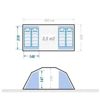 ★NEW 新品 テント 4人用 寝室×2 リビング×1 フランス アウトドアブランド かまぼこ