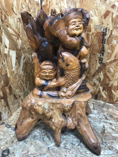木製 木彫り 七福神 大黒さん 置物 縁起物 高さ 55㎝