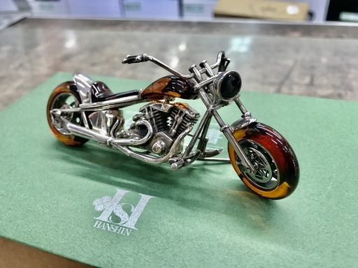 阪神百貨店 エスプリマ 本琥珀･シルバー製バイク 置物