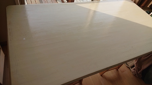 テーブル・作業台 momo naturalのアトリエデスク脚（昇降）とパイン材のテーブル天板（アンティークホワイト・ミルクペイント）