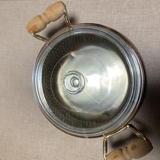 20cm 純銅製 両手鍋 ガラス蓋つき