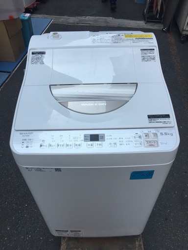 ☆中古 激安！SHARP 全自動洗濯乾燥機 　5.5kg 　ES-TX5B-N　2018年式　＞23,000円!!!