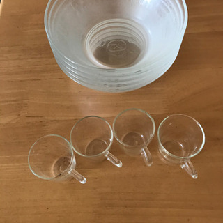 リラックマのガラス器5つセットとミニガラスコップ