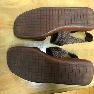 美品 ルイヴィトン サンダル ブラウン 茶色 ロゴ 24.5 LOUIS VUITTON