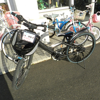 自転車 24インチ 黒 マウンテンバイク ブリヂストン BRIDGESTONE Brjr 変速6段 ベル 鍵 カゴ ブラック ☆ PayPay(ペイペイ)決済可能 ☆ 札幌市 北区 屯田