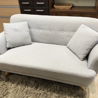 中古 美品 北欧風 2Pソファ クッション2個付き