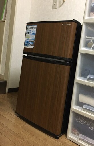 (5/8) 2ドア冷凍冷蔵庫 90L 木目調] エスキュービズム