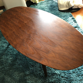 【取引中】ニトリ　ローテーブル　楕円型　ダークブラウン