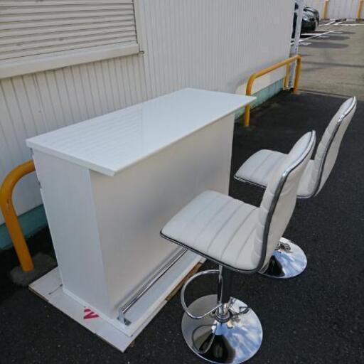 国産品 ニトリ バーカウンターとカウンターチェア2台のセット 家具