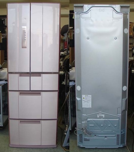 【商談中】カード決済対応！ 20N0063 E 札幌発 引取歓迎 三菱 MR-E45P-P形 ノンフロン冷凍冷蔵庫 自動製氷付き 445L 2009年製 中古