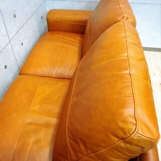 10*51 美品★GOSTA SOFA 3人掛けソファ オットマン付 オイルレザー イタリア革総オイル ヴィンテージ