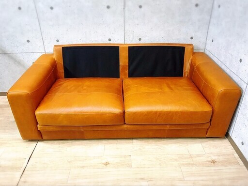 10*51 美品★GOSTA SOFA 3人掛けソファ オットマン付 オイルレザー イタリア革総オイル ヴィンテージ