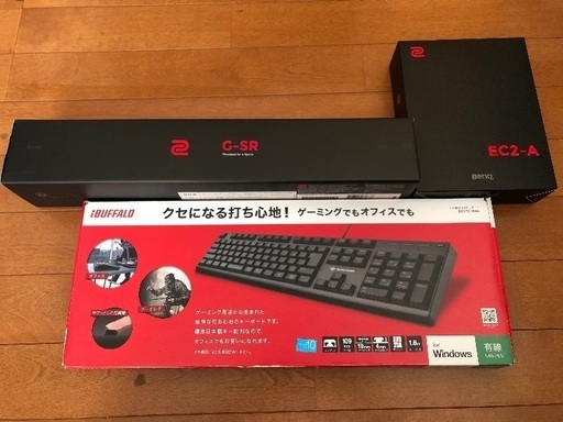 豊橋　値下げ！新品含む　3点セット BenQマウス EC2-A＋BenQマウスパッド G-SR　 美品バッファローゲーミングキーボードBSKBC16