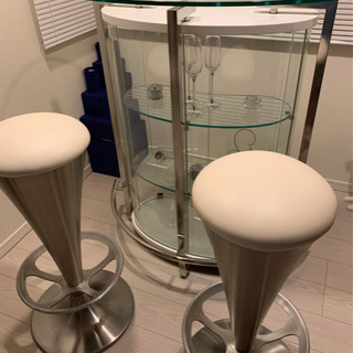 ガラスカウンター　ハイチェアーセット　美品