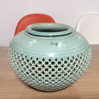 高麗青磁 海日  花瓶 壺 陶芸