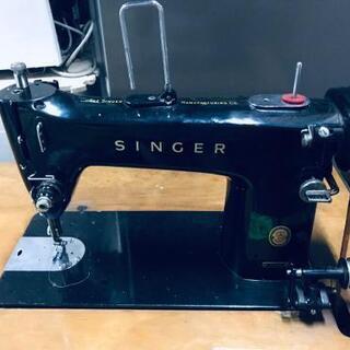SINGER フットペダル式ミシン 青 注文 ミシン アンティーク② 脚付き 