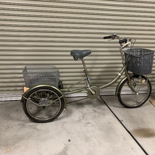 デニムアフロ☆横長バック-大人用三輪車　ナショナル製20×18インチ