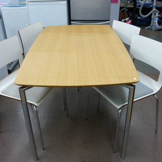 相合製作所 4人掛けダイニングセット 茶×シルバー×白 テーブル1・チェア4 食卓セット　西岡店 