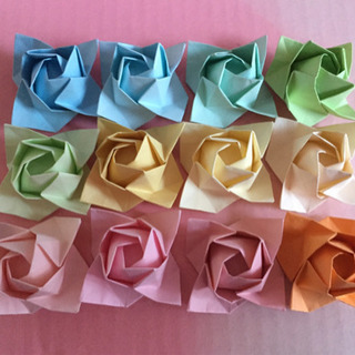 折り紙 立体バラ小 12個（パステルカラー）