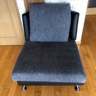 LOWYA ソファ カウチソファ 4人掛け ファブリック　PVCレザー グレー