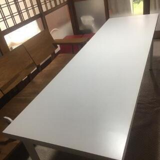 白い長テーブル&勉強机