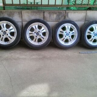 ﾀﾞﾝﾛｯﾌﾟﾀｲﾔ165-55-R14 ｱﾙﾐﾎｲﾙ　締め付けﾅｯﾄ付き　4本ｾｯﾄ　格安品