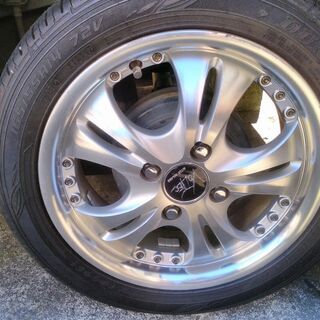 ﾀﾞﾝﾛｯﾌﾟﾀｲﾔ165-55-R14 ｱﾙﾐﾎｲﾙ　締め付けﾅｯﾄ付き　4本ｾｯﾄ　格安品