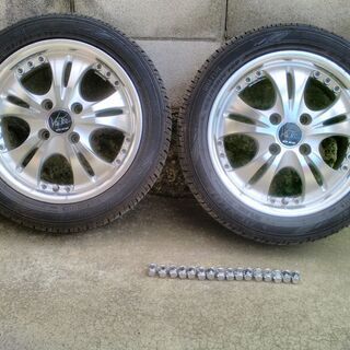 ﾀﾞﾝﾛｯﾌﾟﾀｲﾔ165-55-R14 ｱﾙﾐﾎｲﾙ 締め付けﾅｯﾄ付き 4本ｾｯﾄ 格安品